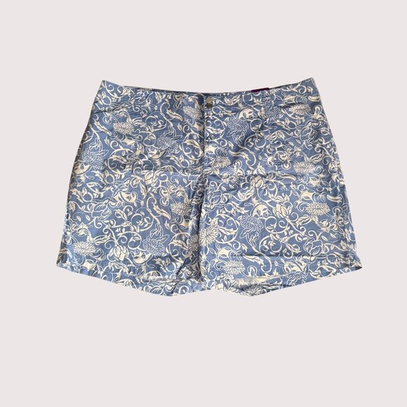 Lane Bryant Tropical Shorts Plus Size 28 Blue White Summer Style Cruise Fashion - Picture 11 of 12